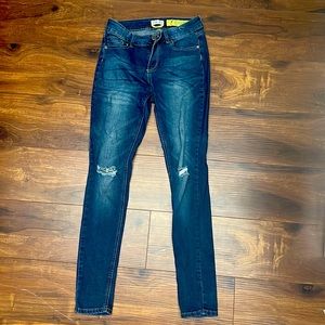 Straight skinny distress jeans